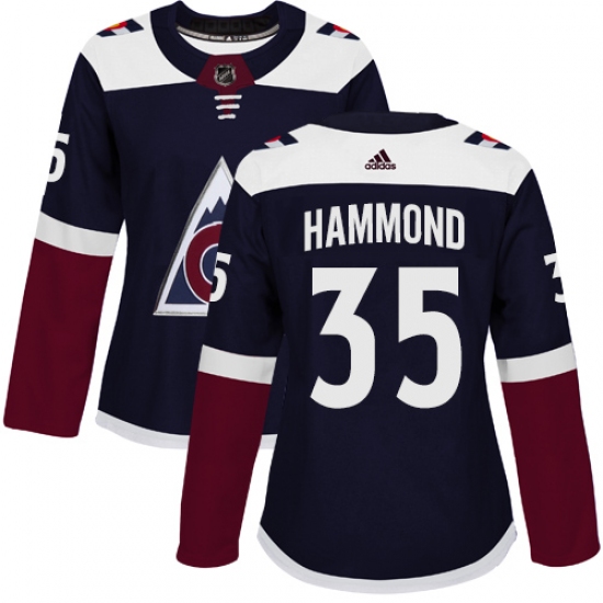 Women's Adidas Colorado Avalanche 35 Andrew Hammond Authentic Navy Blue Alternate NHL Jersey