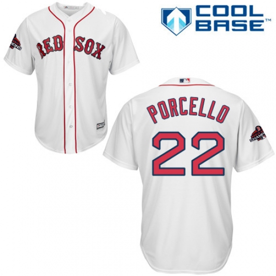 Youth Majestic Boston Red Sox 22 Rick Porcello Authentic White Home Cool Base 2018 World Series Champions MLB Jersey