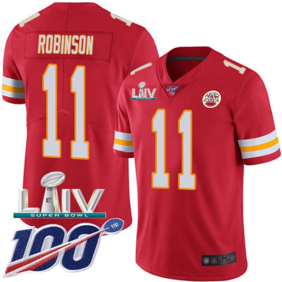 Youth Kansas City Chiefs 11 Demarcus Robinson Red Super Bowl LIV 2020 Team Color Stitched Vapor Untouchable Limited Jersey