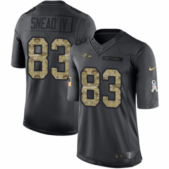 Youth Nike Baltimore Ravens 83 Willie Snead IV Limited Black 2016 Salute to Service NFL Jersey
