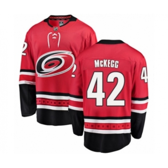 Youth Carolina Hurricanes 42 Greg McKegg Authentic Red Home Fanatics Branded Breakaway NHL Jersey