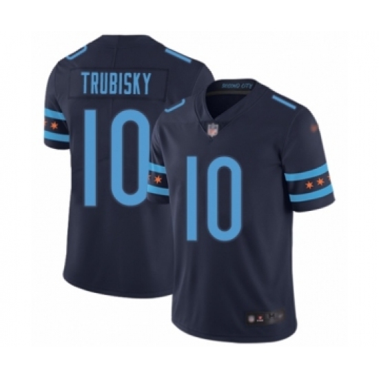 Men's Chicago Bears 10 Mitchell Trubisky Limited Navy Blue City Edition Football Jersey
