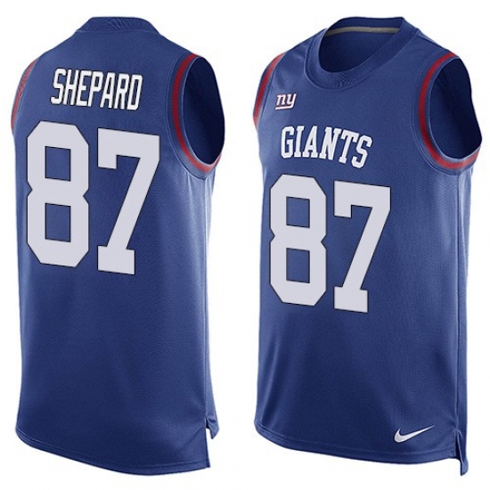 Men's Nike New York Giants 87 Sterling Shepard Limited Royal Blue Player Name & Number Tank Top NFL Jersey