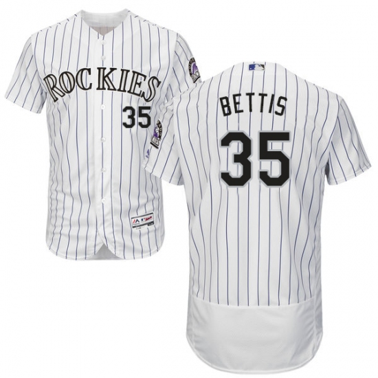 Men's Majestic Colorado Rockies 35 Chad Bettis White Flexbase Authentic Collection MLB Jersey