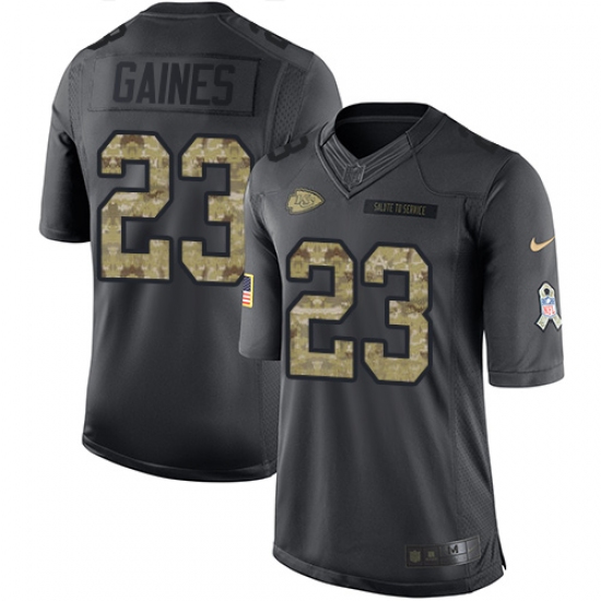 Men's Nike Kansas City Chiefs 23 Phillip Gaines Limited Black 2016 Salute to Service NFL Jersey