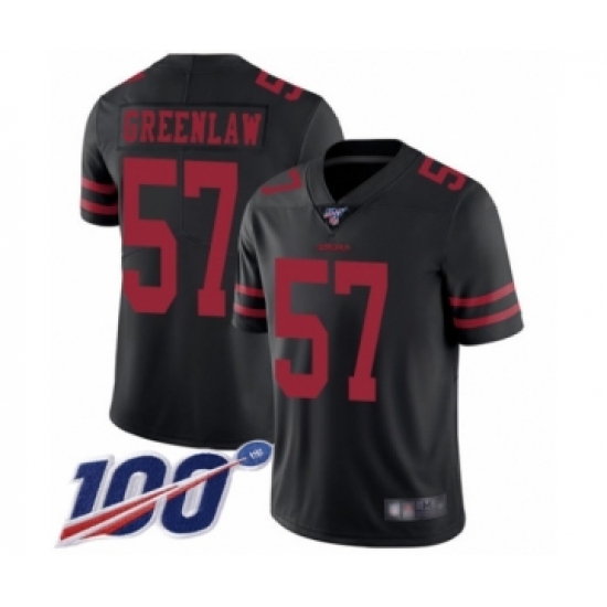 Men's San Francisco 49ers 57 Dre Greenlaw Black Vapor Untouchable Limited Player 100th Season Football Jersey