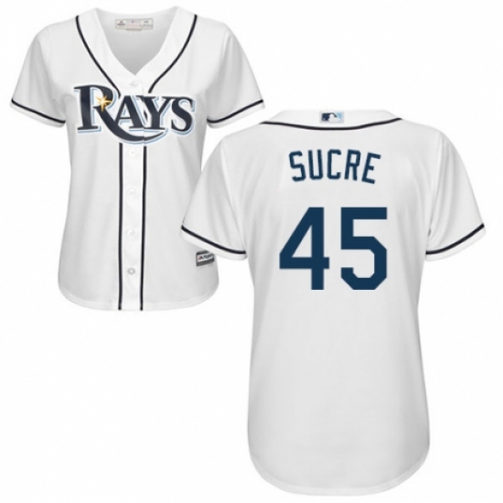 Women's Majestic Tampa Bay Rays 45 Jesus Sucre Authentic White Home Cool Base MLB Jersey