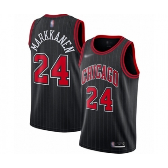 Youth Chicago Bulls 24 Lauri Markkanen Swingman Black Finished Basketball Jersey - Statement Edition