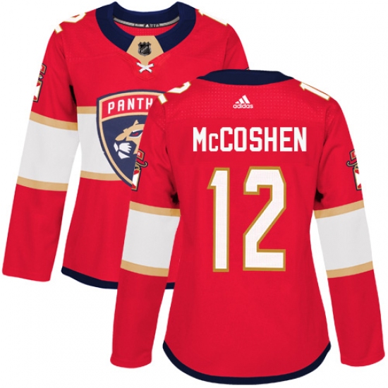 Women's Adidas Florida Panthers 12 Ian McCoshen Authentic Red Home NHL Jersey