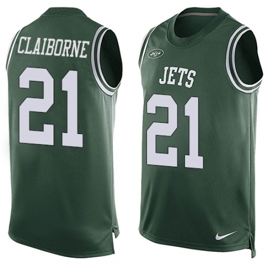 Men's Nike New York Jets 21 Morris Claiborne Limited Green Player Name & Number Tank Top NFL Jersey