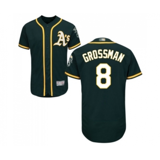 Men's Oakland Athletics 8 Robbie Grossman Green Alternate Flex Base Authentic Collection Baseball Jersey