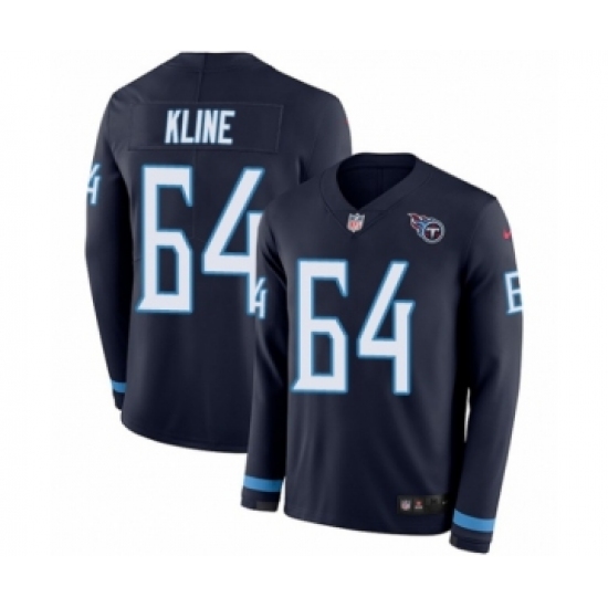 Men's Nike Tennessee Titans 64 Josh Kline Limited Navy Blue Therma Long Sleeve NFL Jersey