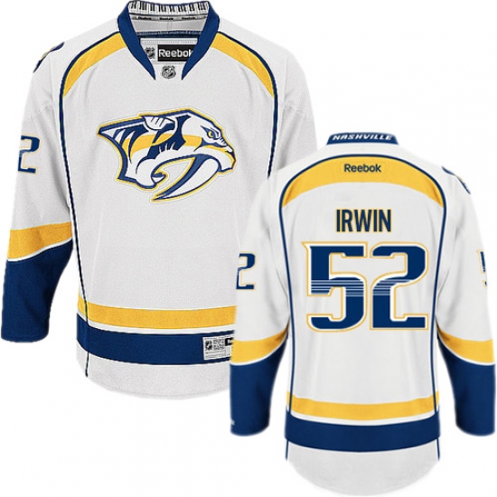 Men's Reebok Nashville Predators 52 Matt Irwin Authentic White Away NHL Jersey