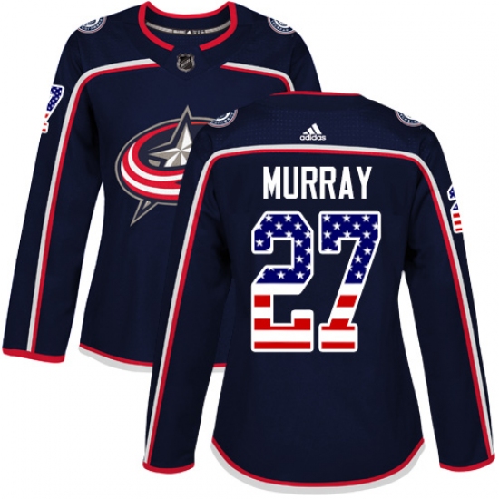 Women's Adidas Columbus Blue Jackets 27 Ryan Murray Authentic Navy Blue USA Flag Fashion NHL Jersey