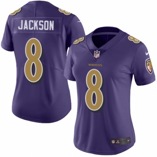 Women's Nike Baltimore Ravens 8 Lamar Jackson Limited Purple Rush Vapor Untouchable NFL Jersey