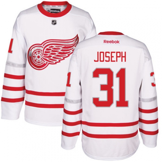 Men's Reebok Detroit Red Wings 31 Curtis Joseph Premier White 2017 Centennial Classic NHL Jersey