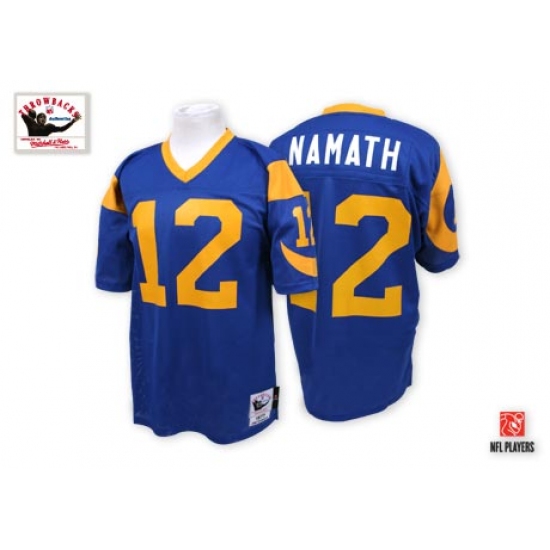 Mitchell and Ness Los Angeles Rams 12 Joe Namath Authentic Blue Throwback NFL Jersey