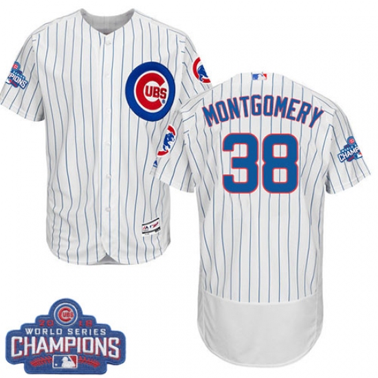 Men's Majestic Chicago Cubs 38 Mike Montgomery White Home 2016 World Series Champions Flexbase Authentic Collection MLB Jersey