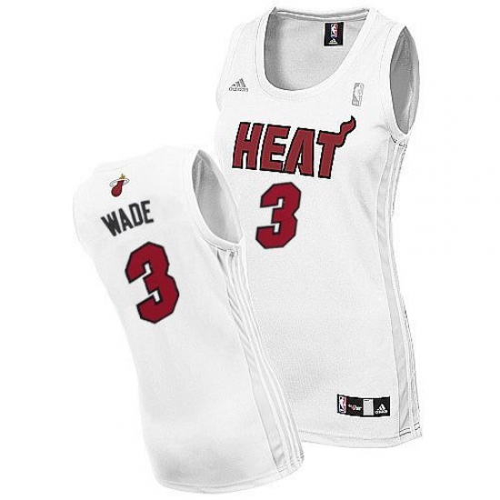 Women's Adidas Miami Heat 3 Dwyane Wade Swingman White Home NBA Jersey