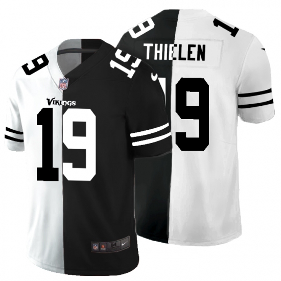 Men's Minnesota Vikings 19 Adam Thielen Black White Limited Split Fashion Football Jersey