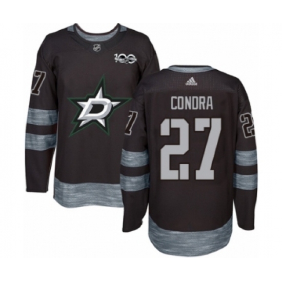 Men's Adidas Dallas Stars 27 Erik Condra Authentic Black 1917-2017 100th Anniversary NHL Jersey