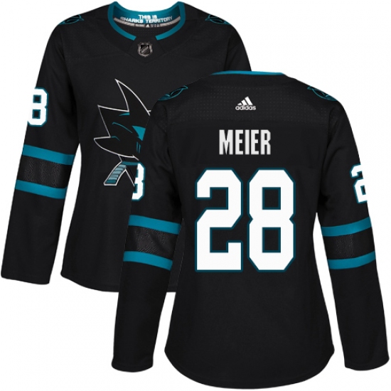 Women's Adidas San Jose Sharks 28 Timo Meier Premier Black Alternate NHL Jersey