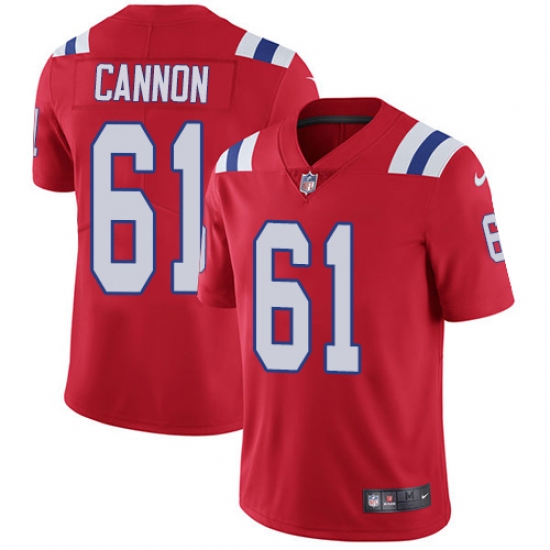 Men's Nike New England Patriots 61 Marcus Cannon Red Alternate Vapor Untouchable Limited Player NFL Jersey