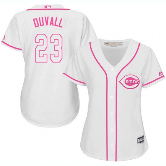 Women's Majestic Cincinnati Reds 23 Adam Duvall Authentic White Fashion Cool Base MLB Jersey