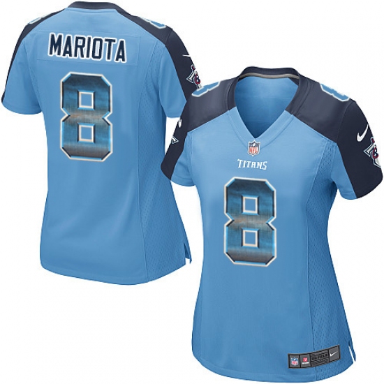 Women's Nike Tennessee Titans 8 Marcus Mariota Limited Light Blue Strobe NFL Jersey