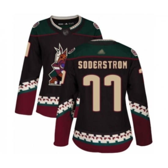 Women's Arizona Coyotes 77 Victor Soderstrom Authentic Black Alternate Hockey Jersey