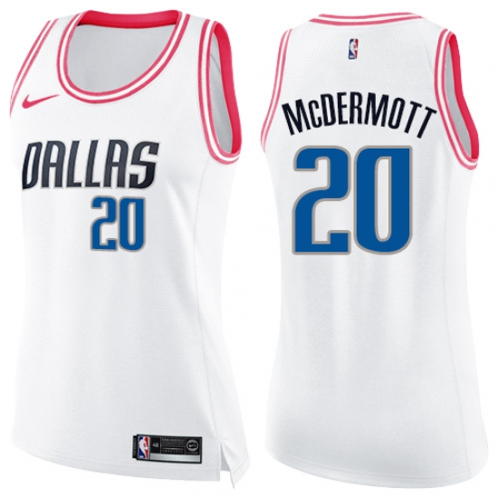 Women's Nike Dallas Mavericks 20 Doug McDermott Swingman White/Pink Fashion NBA Jersey