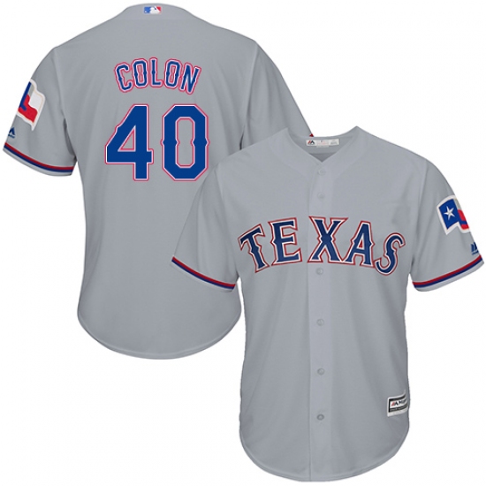 Men's Majestic Texas Rangers 40 Bartolo Colon Replica Grey Road Cool Base MLB Jersey