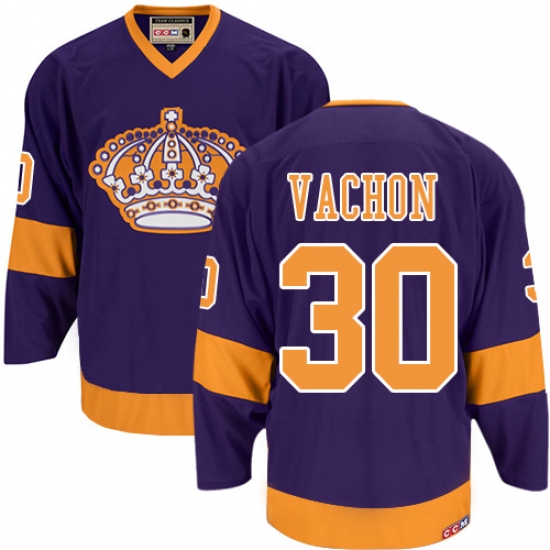 Men's CCM Los Angeles Kings 30 Rogie Vachon Authentic Purple Throwback NHL Jersey