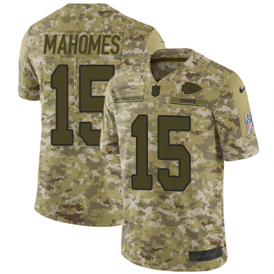 Nike Kansas City Chiefs 15 Patrick Mahomes Camo Men's Stitched NFL Limited 2018 Salute To Service Jersey
