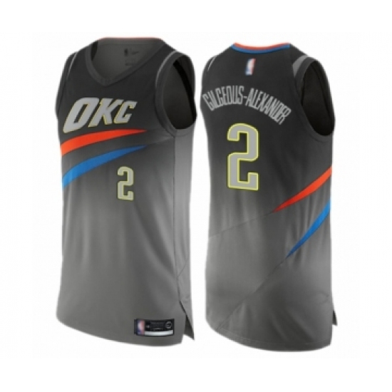 Men's Oklahoma City Thunder 2 Shai Gilgeous-Alexander Authentic Gray Basketball Jersey - City Edition