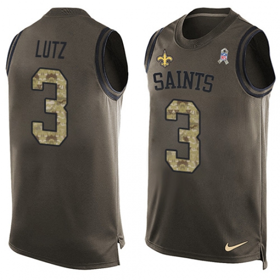 Men's Nike New Orleans Saints 3 Will Lutz Limited Green Salute to Service Tank Top NFL Jersey