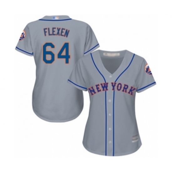 Women's New York Mets 64 Chris Flexen Authentic Grey Road Cool Base Baseball Player Jersey