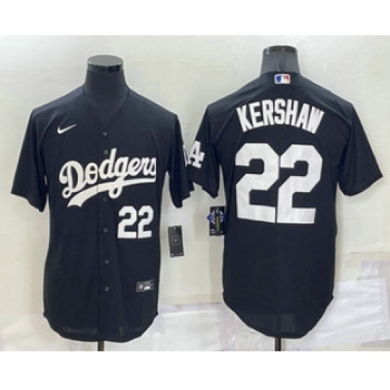 Men's Los Angeles Dodgers 22 Clayton Kershaw Number Black Turn Back The Clock Stitched Cool Base Jersey