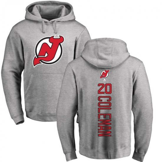 NHL Adidas New Jersey Devils 20 Blake Coleman Ash Backer Pullover Hoodie