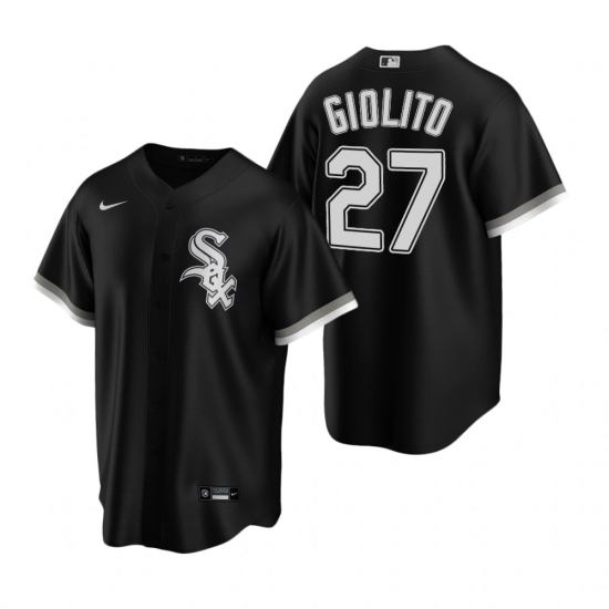 Men's Nike Chicago White Sox 27 Lucas Giolito Black Alternate Stitched Baseball Jersey