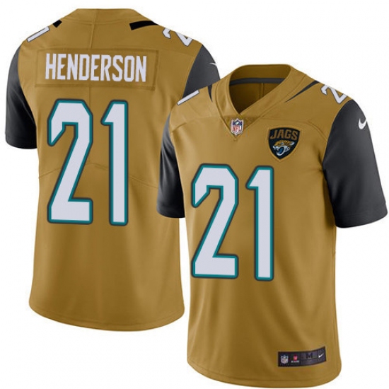 Youth Jacksonville Jaguars 21 C.J. Henderson Gold Stitched Limited Rush Jersey