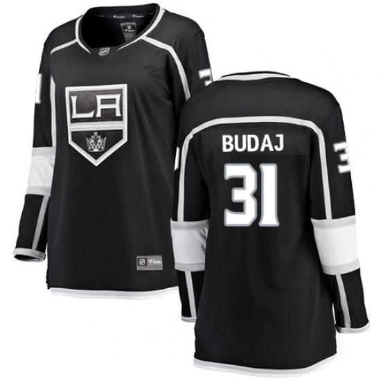 Women's Los Angeles Kings 31 Peter Budaj Authentic Black Home Fanatics Branded Breakaway NHL Jersey