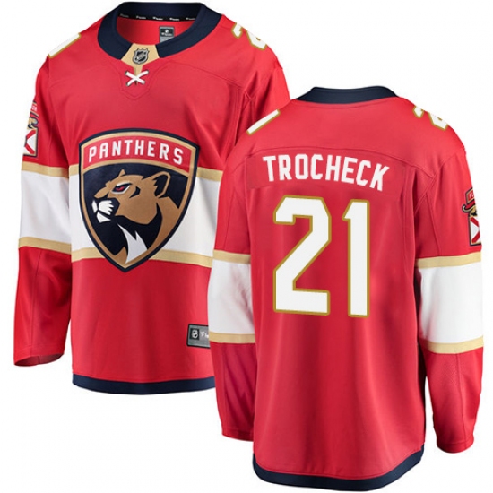 Men's Florida Panthers 21 Vincent Trocheck Fanatics Branded Red Home Breakaway NHL Jersey