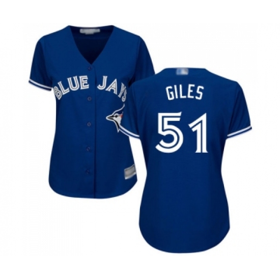 Women's Toronto Blue Jays 51 Ken Giles Replica Blue Alternate Baseball Jersey