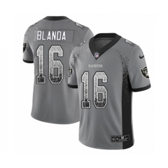 Men's Nike Oakland Raiders 16 George Blanda Limited Gray Rush Drift Fashion NFL Jersey