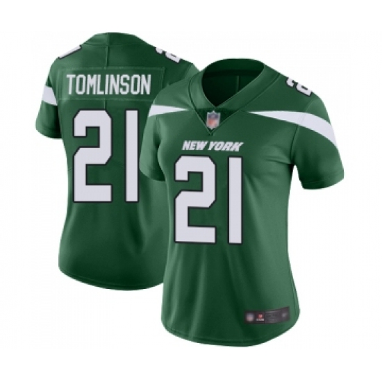 Women's New York Jets 21 LaDainian Tomlinson Green Team Color Vapor Untouchable Limited Player Football Jersey