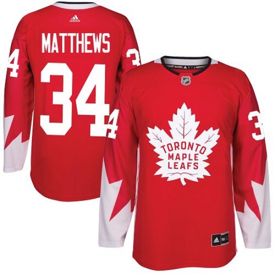 Men's Adidas Toronto Maple Leafs 34 Auston Matthews Authentic Red Alternate NHL Jersey