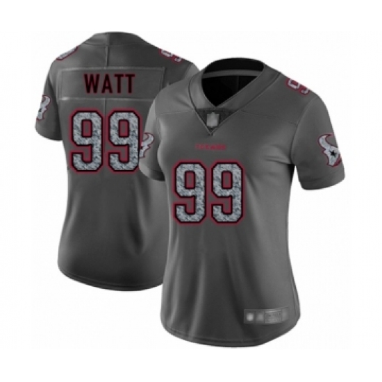 Women's Houston Texans 99 J.J. Watt Limited Gray Static Fashion Football Jersey