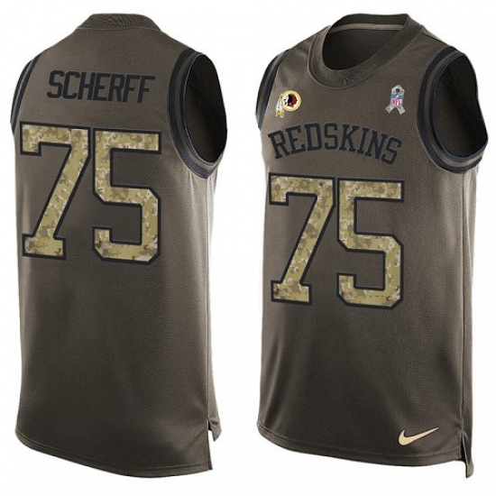 Men's Nike Washington Redskins 75 Brandon Scherff Limited Green Salute to Service Tank Top NFL Jersey