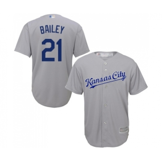 Youth Kansas City Royals 21 Homer Bailey Replica Grey Road Cool Base Baseball Jersey